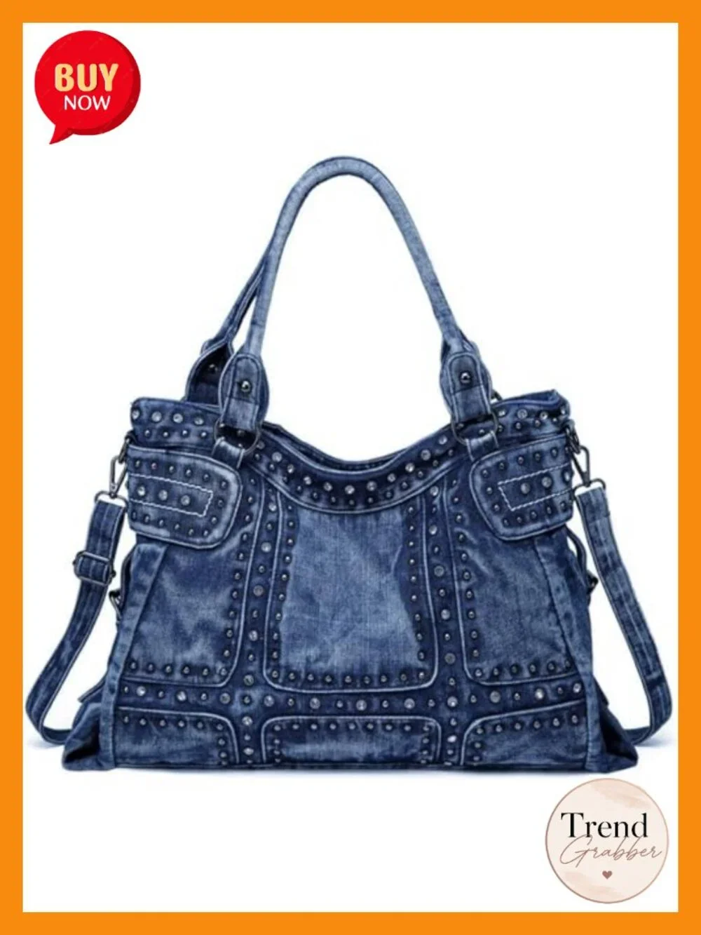 Washed Denim Hobo Tote Bag Crossbody Shoulder Purse Women's